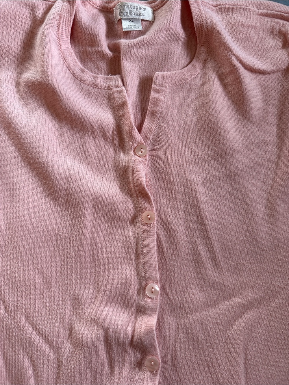 Christopher & Banks Pale Pink Crewneck Cardigan - Picture 3 of 4